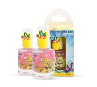 Bob Esponja Esmalte de Uñas al Agua Peel Off Pack 2 - Esmalte No Tóxico Base Agua, Sin Olor, Secado Rápido y Fácil de Quitar - Maquillaje Infantil y Adultos - 2 x 9 ml