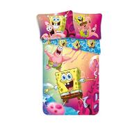 Bob Esponja Funda Nórdica Cama 90 140x200 + Funda Almohada Algodón Regalo | Ropa de cama reversible | Algodón natural transpirable Oeko-Tex | Nickelodeon | Niños | Regalo | Lavable a máquina