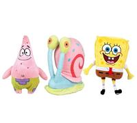 bob esponja - Pack 3 Peluches Bob (18cm) + Patricio (22cm) + Gary (13cm) - Calidad Soft