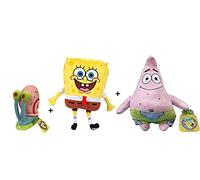 Bob Esponja - Pack 3 Peluches Bob (28cm) + Patricio (31cm) + Gary (13cm) - Calidad Soft