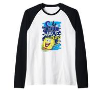 Bob Esponja Pantalones Cuadrados 90s Surf Olas Verano Diversión Deportes Retro Camiseta Manga Raglan