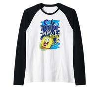 Bob Esponja Pantalones Cuadrados 90s Surf Olas Verano Diversión Deportes Retro Camiseta Manga Raglan