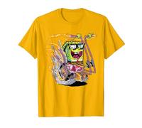 Bob Esponja Pantalones Cuadrados Bob Esponja Comic Bike Camiseta, Hombre, Dorado Brillante, L