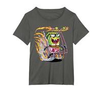 Bob Esponja Pantalones Cuadrados Bob Esponja Comic Bike Camiseta, Mujer Tallas Grandes, Asfalto, 1XL Grande