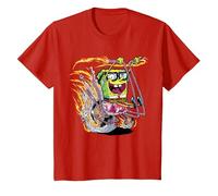 Bob Esponja Pantalones Cuadrados Bob Esponja Comic Bike Camiseta, Niños, Rojo, 12 años