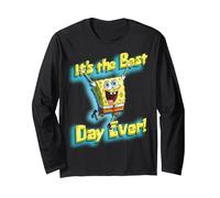 Bob Esponja Squarepants ¡Es el Mejor día de la Historia! Manga Larga, Unisex para Adultos, Negro, L