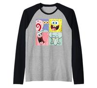 Bob Esponja Squarepants Personaje Collage Dibujos Animados Clásico 90 Camiseta Manga Raglan
