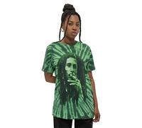 Bob Marley Camiseta Smoke Portrait Nue oficial Unisex Tie Dye Verde, verde, L