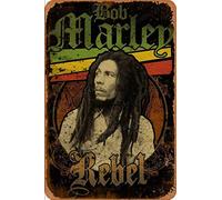 Bob Marley Eternal Rebel Cartel Retro de hojalata, Cartel Vintage, Placa, decoración de Pared para Bar, cafetería, jardín, Dormitorio, Oficina, Hotel, 20X30 cm