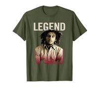 Bob Marley Leyenda Camiseta, Hombre, Verde Oliva, S