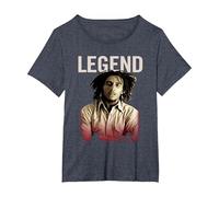 Bob Marley Leyenda Camiseta, Mujer Tallas Grandes, Azul Jaspeado, 6XL Grande