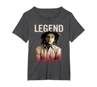 Bob Marley Leyenda Camiseta, Mujer Tallas Grandes, Jaspeado Oscuro, 1XL Grande