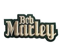 Bob Marley Parche para planchar con logotipo de texto tejido, Negro/beige, Taille unique