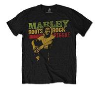 Bob Marley Roots, Rock, Reggae Camiseta, Negro (Black Black), Medium para Hombre