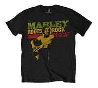 Bob Marley Roots, Rock, Reggae Camiseta, Negro (Black Black), Small para Hombre