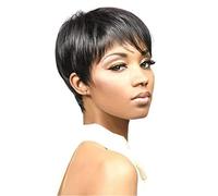 Bob peluca pelo corto negro peluca de mujer Cosplay peluca de fiesta diaria para mujer natural como cabello humano pelucas de mujer (negro)