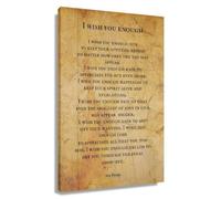 Bob Perks Quote Wall-Art - I Wish You Enough Poem on Canvas, Framed Inspirational Print, Meaningful Gift for Family, Friend, Housewarming, Modern Bathroom Decor (Unframed,16x24inch(40x60cm))