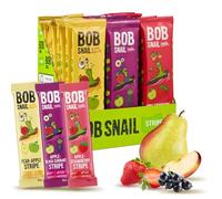 BOB SNAIL Vegan Sweets Barras para Niños y Adultos - 30 Tiras sin Gluten con Fresa Pera Manzana y Grosella Negra Deshidratadas - Barrita de Fruta Vegana y Baja en Carbohidratos