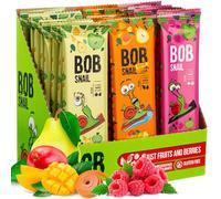 Bob Snail Vegan Sweets Variety Fruit Bars - 30 Healthy Snacks Individually Packed for Children and Adults with Mango Raspberry Pears and Apple - Sugar-Free Low Carb Low Calorie Sweets