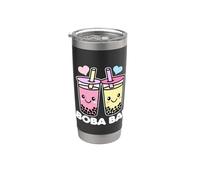 Boba BAE Cute Kawaii Boba Drinks Texto Blanco Vaso térmico de acero inoxidable de doble pared