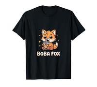 Boba Fox Design Lindo Zorro Bubble Tea Kawaii Camiseta