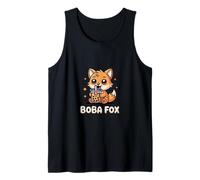 Boba Fox Design Lindo Zorro Bubble Tea Kawaii Camiseta sin Mangas