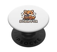 Boba Fox Design Lindo Zorro Bubble Tea Kawaii PopSockets PopGrip Adhesivo
