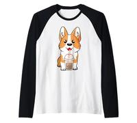 Boba Milk Tea Corgi Dog Puppy Lover Kawaii Anime japonés Camiseta Manga Raglan