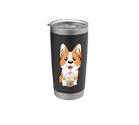 Boba Milk Tea Corgi Dog Puppy Lover Kawaii Anime japonés Vaso térmico de acero inoxidable de doble pared