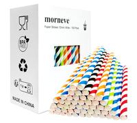 Boba - Pajitas desechables para té de burbujas, batidos gigantes, perlas de tapioca, 12 mm, extra ancha, para suministros de fiesta de cumpleaños, fiesta de ducha, rayas, 100 unidades