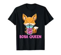 Boba Queen Otaku Bubble Tea Anime Fox Kawaii Camiseta