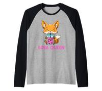 Boba Queen Otaku Bubble Tea Anime Fox Kawaii Camiseta Manga Raglan