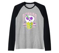Boba Skull Bubble Tea Cup Halloween Camiseta Manga Raglan