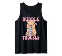 Boba Tea Capybara Milk Tea Bubble Trouble Kawaii Japonés Camiseta sin Mangas