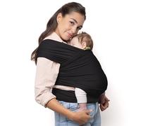 Boba fular portabebé para recién nacidos y niños - Porta bebés recién nacido elástico - Porteo bebé manos libres - Marsupio bebé - Porta bebé y niño de 3 a 15 kilos (Black)