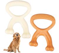 BOBASH 2 juguetes de mordedores de nailon resistentes para perros pequeños, perros guardianes grandes, color marrón y blanco lechoso