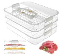 BOBASH Fiambreras para frigorífico, recipiente de almacenamiento con tapa, fiambrera apilable, caja de almacenamiento, organizador para frigorífico, recipiente para guardar embutidos (3º piso)