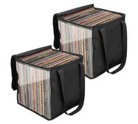 BOBASH Vinyl Record - Caja de almacenamiento para discos de 12 pulgadas (2 unidades), color negro