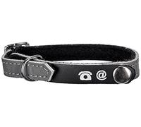 Bobby Canifrance, Collar para Gato Reflectante, Polipiel, Personalizable con dirección, Anti-Choke, Ajustable, Gris, 30 x 1 cm