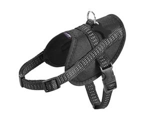 Bobby Canifrance, Easy Safe, Arnés para Perro con Etiqueta, Arnés de Nylon para Perros Perros Medianos Pequeños Grandes, Seguro, Cómodo, Reflectante, Negro, 29-42 x 1,6 cm