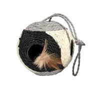 Bobby Canifrance, Facette, Pelota Gato, Rascador Juego de Cuerda reciclada, con Bolas y Plumas, para Colgar, Negro, 10ø-30 cm