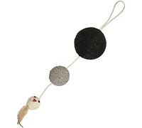 Bobby Canifrance, Plume, Poste Rascador Juguetes para Gatos en Cuerda reciclada, con Bolas y Plumas, para Colgar, Negro, 55 x 12 cm