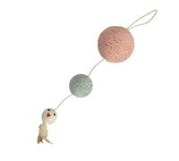 Bobby Canifrance, Plume, Poste Rascador Juguetes para Gatos en Cuerda reciclada, con Bolas y Plumas, para Colgar, Rosa, 55 x 12 cm