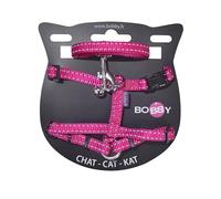 Bobby Canifrance, Safe, Kit Arnés y Correa para Gato, Antifuga, Reflectante, Resistente, Fucsia, 25-38 x 10 cm