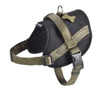 Bobby Easy Safe - Arnés para Perro con Medalla, Talla XS, de Nailon Reflectante con cubrecapa, Cierre de Hebilla Ajustable, Caqui, tamaño del Contorno del Pecho 31-43 cm