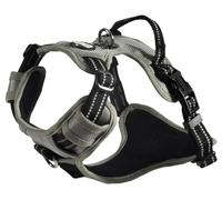 Bobby Rando Walk - Arnés para Perro, Talla XS, Nailon Reflectante, Hebillas Ajustables de Cierre Seguro, fácil de Poner, Gris, Cuello Redondo 20-32 cm, Contorno de Pecho 36-43 cm