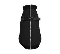 Bobby Safe - Abrigo para Perros con arnés Integrado, Talla de Espalda 32 cm, Interior de Forro Polar, Cierre de Cremallera Superior, Reflectante, Color Negro