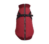 Bobby Safe - Abrigo para Perros con arnés Integrado, Talla de Espalda 48 cm, Interior de Forro Polar, Cierre de Cremallera Superior, Reflectante, Color Burdeos
