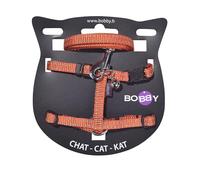 Bobby Safe - Kit de arnés y Correa para Gatos, antifuga, Reflectante, Resistente, Naranja, tamaño del Pecho 25-38, Grosor de la Correa de 1 cm