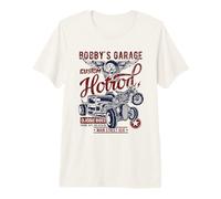 Bobby's Garage Hotrod Classic Rides Diseño Envejecido Camiseta Premium